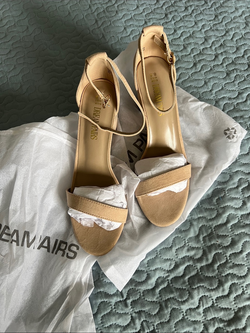 Dream Pairs Tan Ankle-Strap Block Heel Sandals
